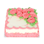 Square Pinky Rose Cake