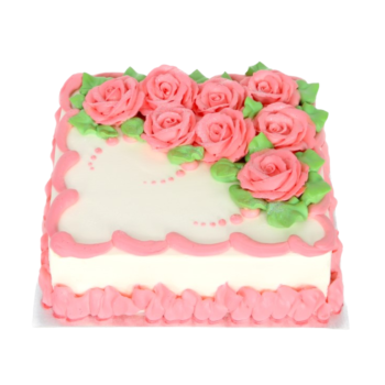 Square Pinky Rose Cake
